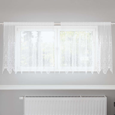 Kantgordijn met gordijnen Bloemen Wit 100 x 200 cm Polyester
