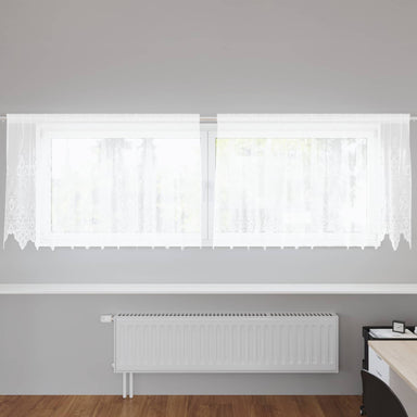 Kantgordijn met gordijnen Bloemen Wit 80 x 300 cm Polyester