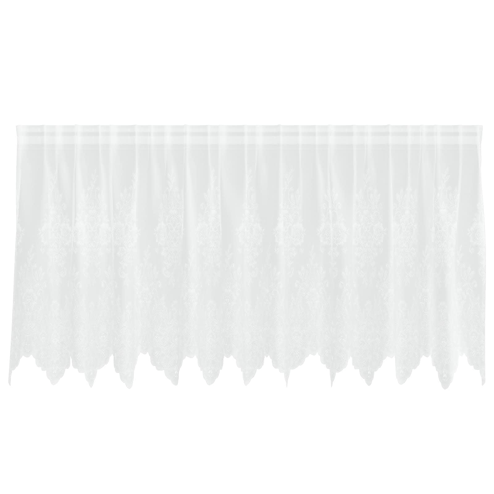 Kantgordijn met gordijnen Bloemen Wit 120 x 300 cm Polyester
