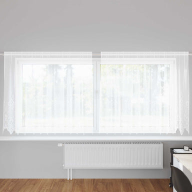 Kantgordijn met gordijnen Bloemen Wit 140 x 300 cm Polyester