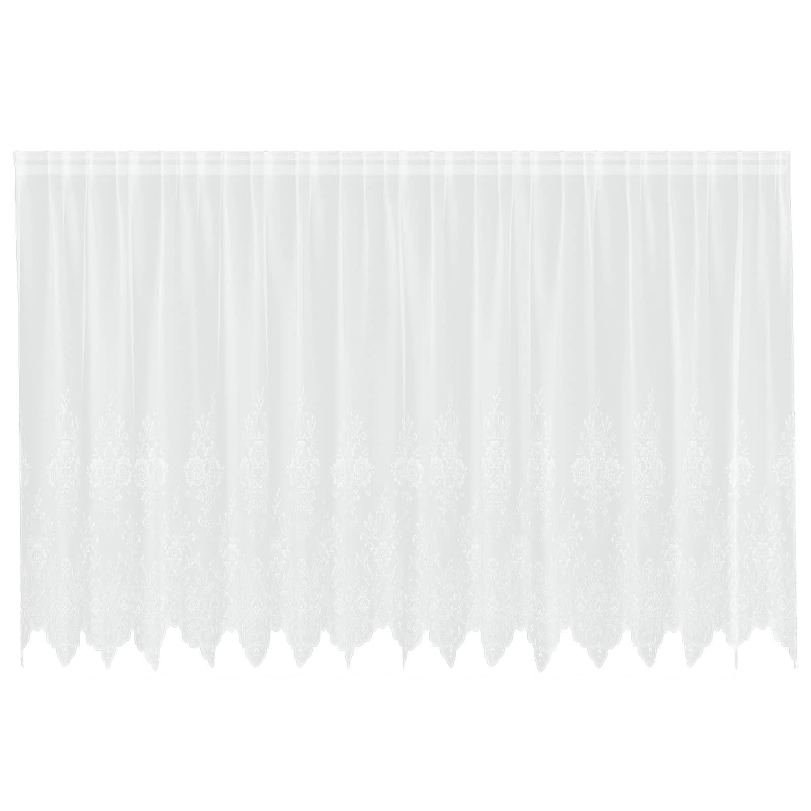 Kantgordijn met gordijnen Bloemen Wit 140 x 400 cm Polyester