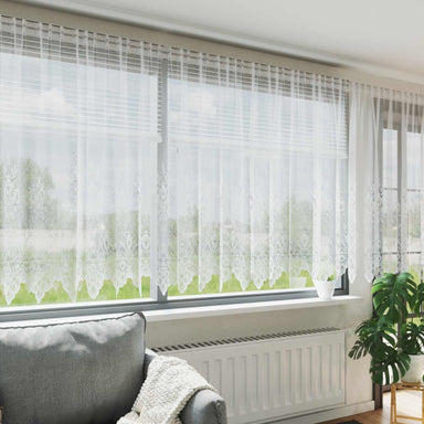 Kantgordijn met gordijnen Bloemen Wit 140 x 600 cm Polyester