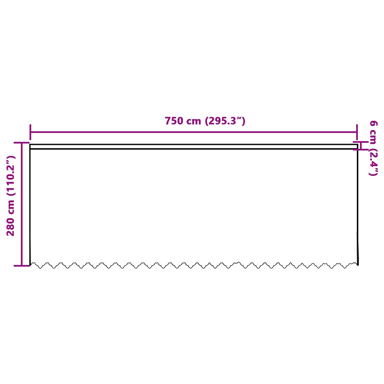 Kantgordijn met gordijnen Bloemen Wit 280 x 750 cm Polyester