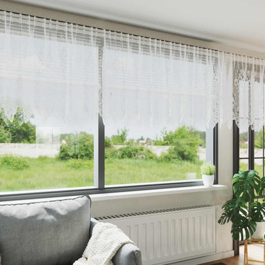Kantgordijn met gordijnen Bloemen Wit 120 x 900 cm Polyester