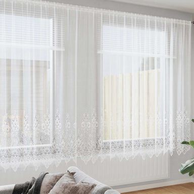 Kantgordijn met gordijnen Bloemen Wit 240 x 1200 cm Polyester