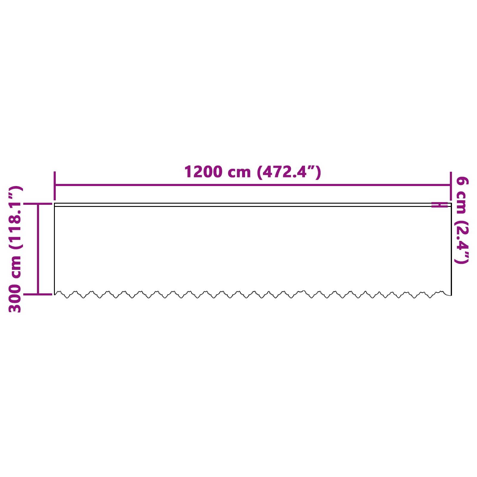 Kantgordijn met gordijnen Bloemen Wit 300 x 1200 cm Polyester