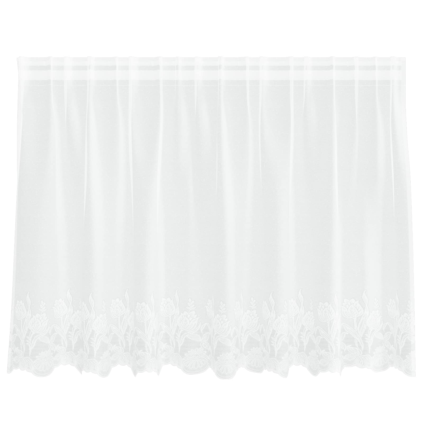 Kantgordijn met gordijnen Bloemen Wit 80 x 200 cm Polyester