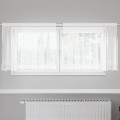 Kantgordijn met gordijnen Bloemen Wit 100 x 200 cm Polyester