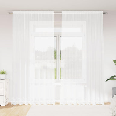 Kantgordijn met gordijnen Bloemen Wit 280 x 200 cm Polyester