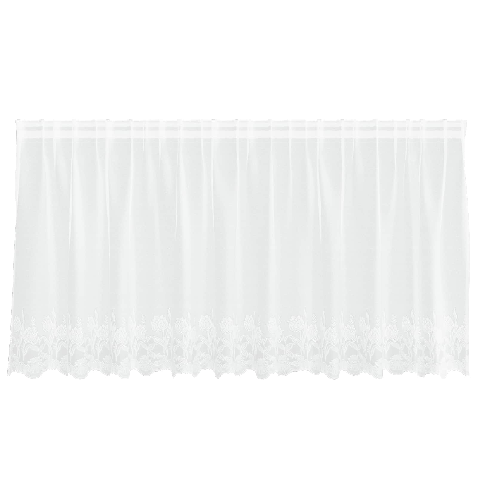 Kantgordijn met gordijnen Bloemen Wit 80 x 300 cm Polyester