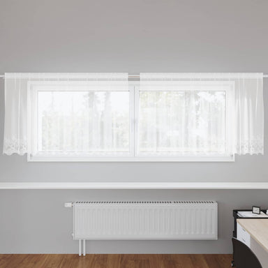 Kantgordijn met gordijnen Bloemen Wit 120 x 300 cm Polyester