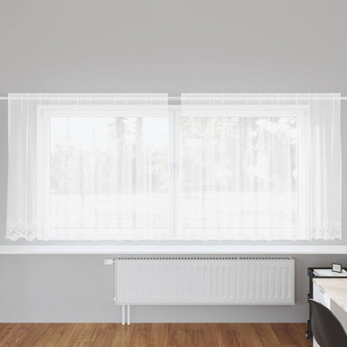 Kantgordijn met gordijnen Bloemen Wit 160 x 300 cm Polyester