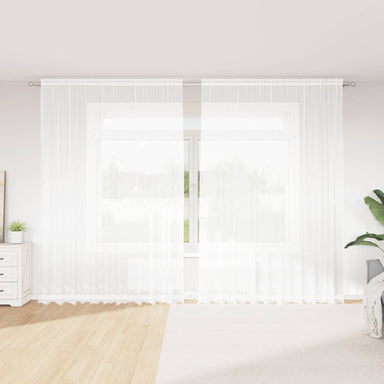 Kantgordijn met gordijnen Bloemen Wit 280 x 300 cm Polyester