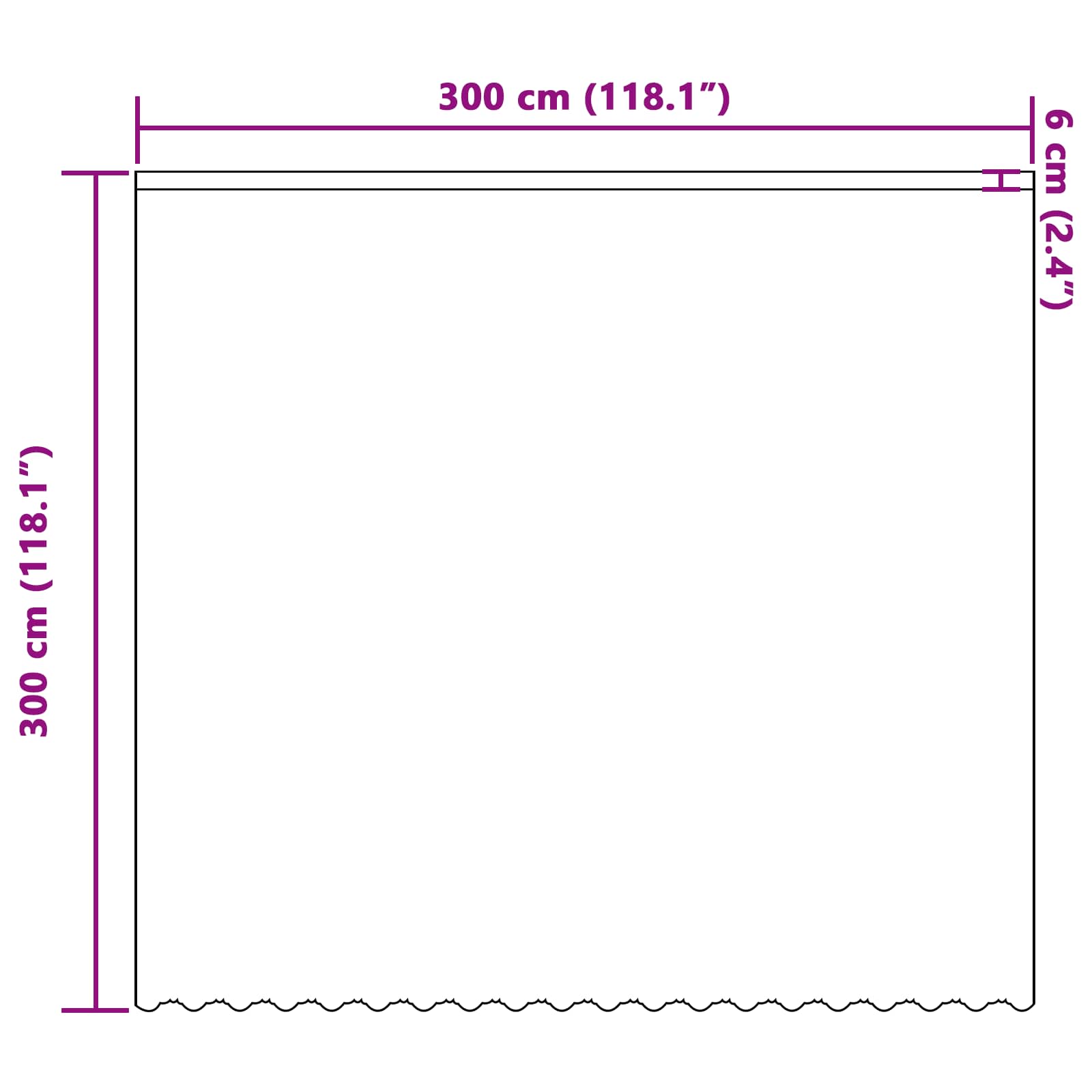 Kantgordijn met gordijnen Bloemen Wit 300 x 300 cm Polyester