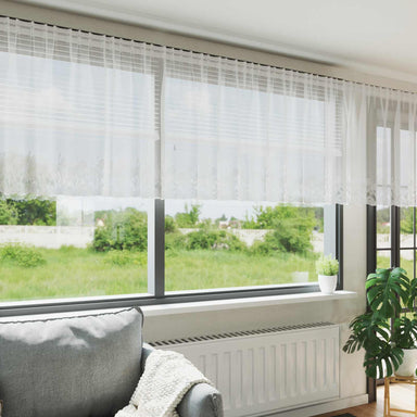 Kantgordijn met gordijnen Bloemen Wit 80 x 400 cm Polyester
