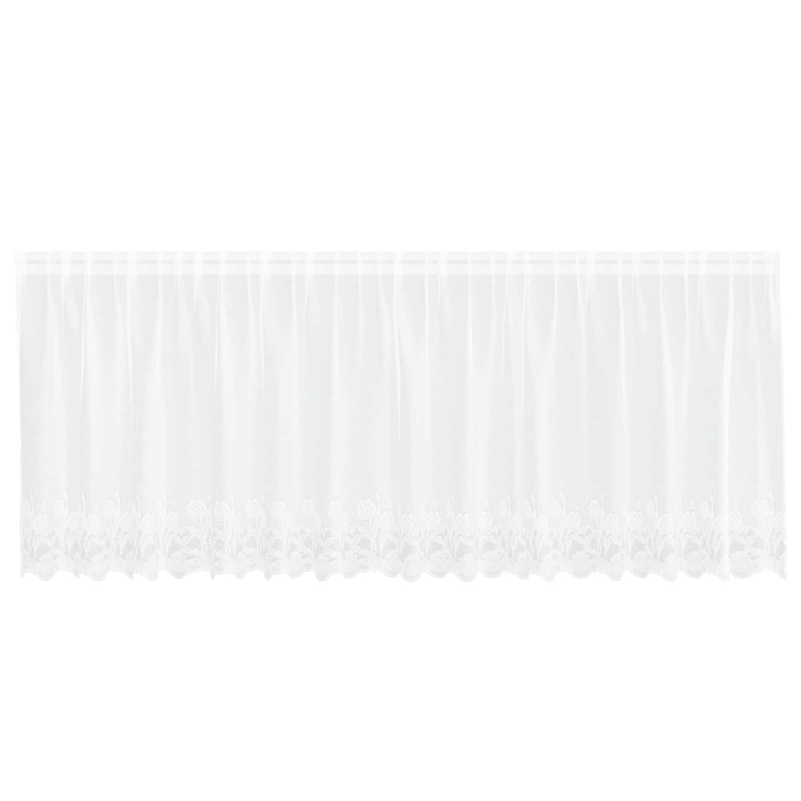 Kantgordijn met gordijnen Bloemen Wit 80 x 400 cm Polyester