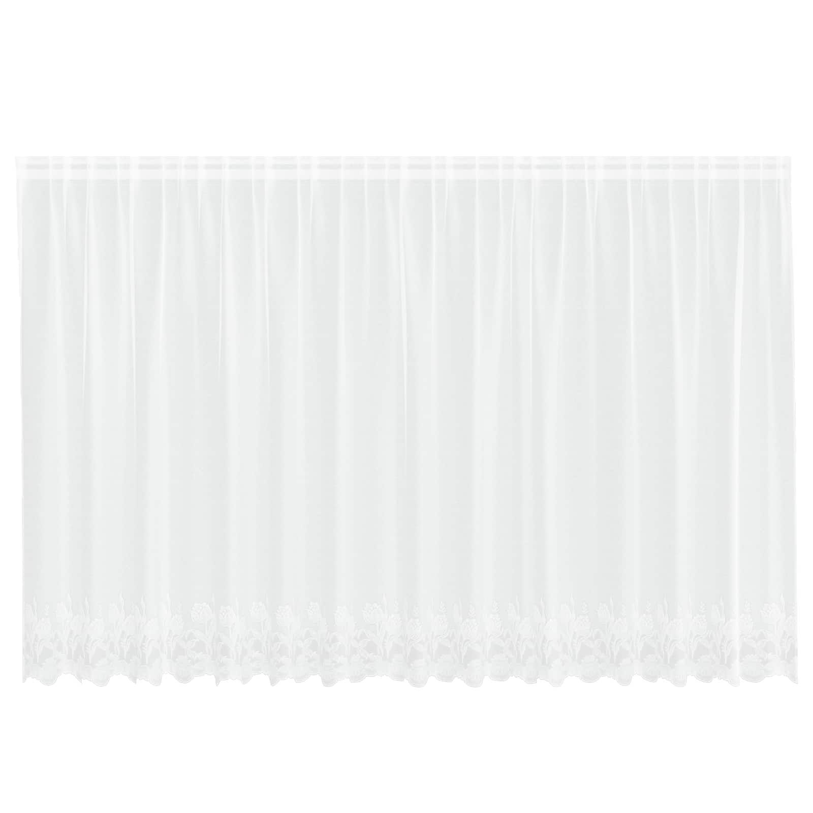Kantgordijn met gordijnen Bloemen Wit 140 x 400 cm Polyester