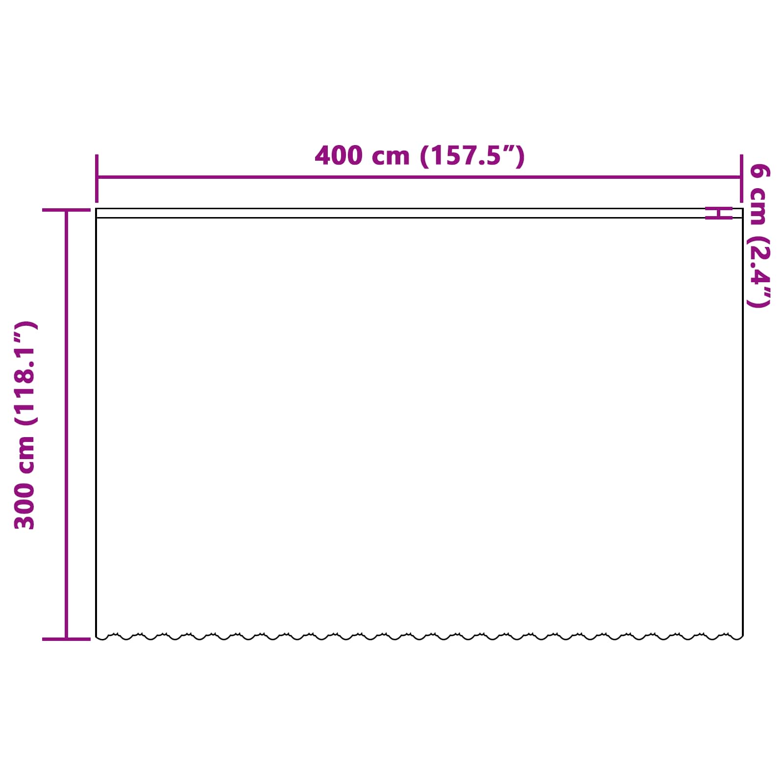 Kantgordijn met gordijnen Wit 400 ×300 cm Polyester