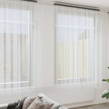 Kantgordijn met gordijnen Bloemen Wit 260 x 500 cm Polyester