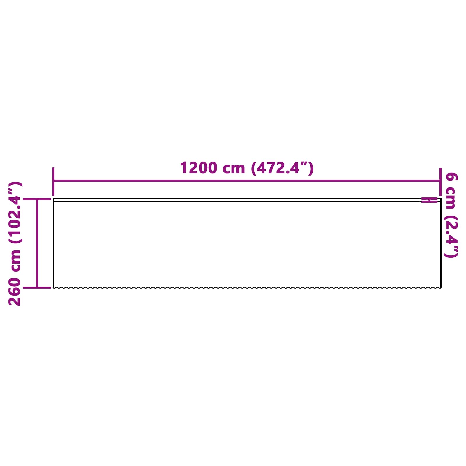 Kantgordijn met gordijnen Bloemen Wit 260 x 1200 cm Polyester