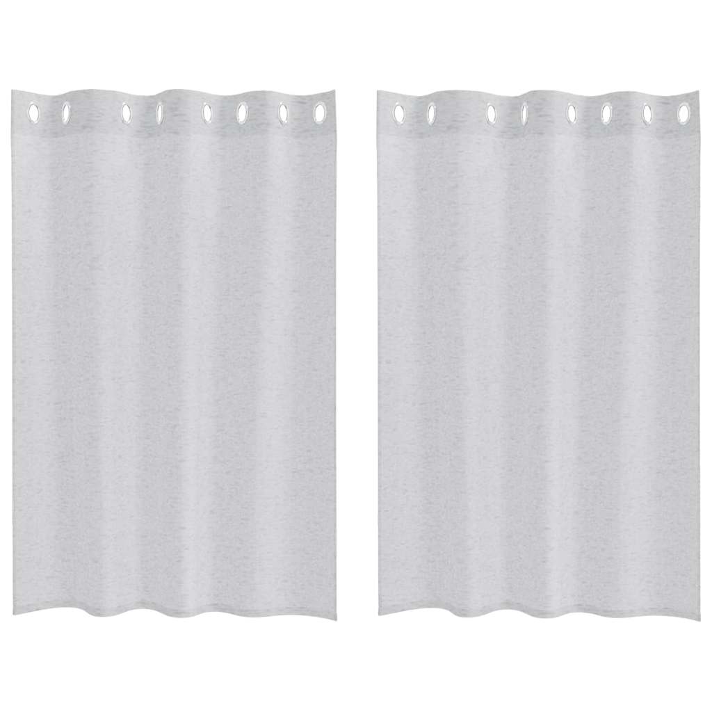 Voile Gordijn 2 st Lichtgrijs 140 x 140 cm Polyester