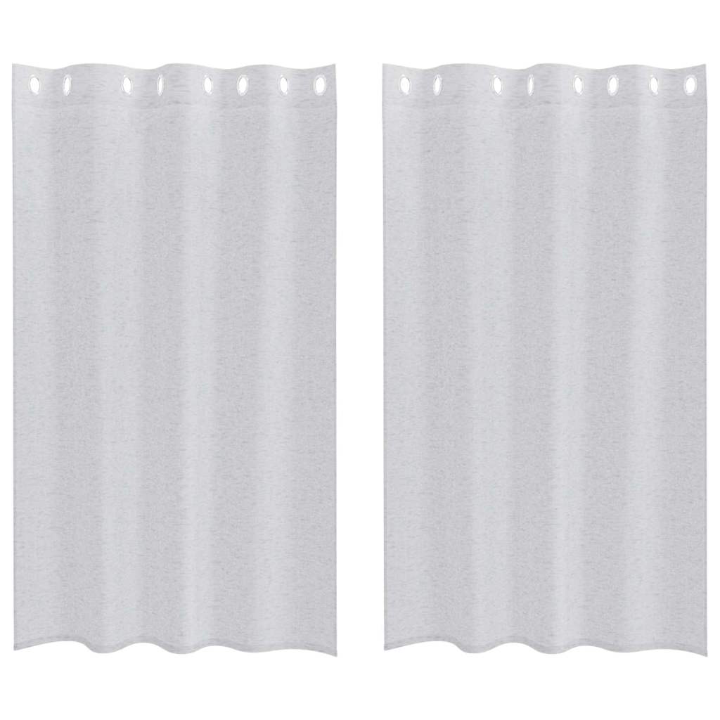 Voile Gordijn 2 st Lichtgrijs 175 x 140 cm Polyester