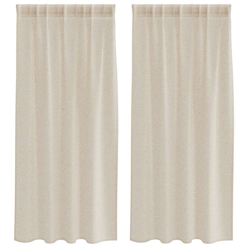 Voile Gordijn 2 st Zand 175 x 140 cm Polyester
