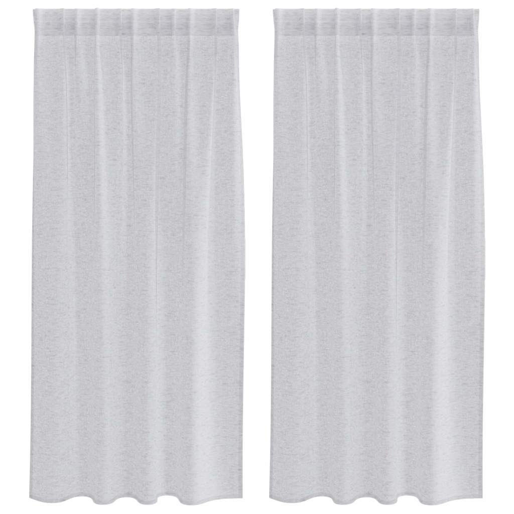 Voile Gordijn 2 st Lichtgrijs 175 x 140 cm Polyester