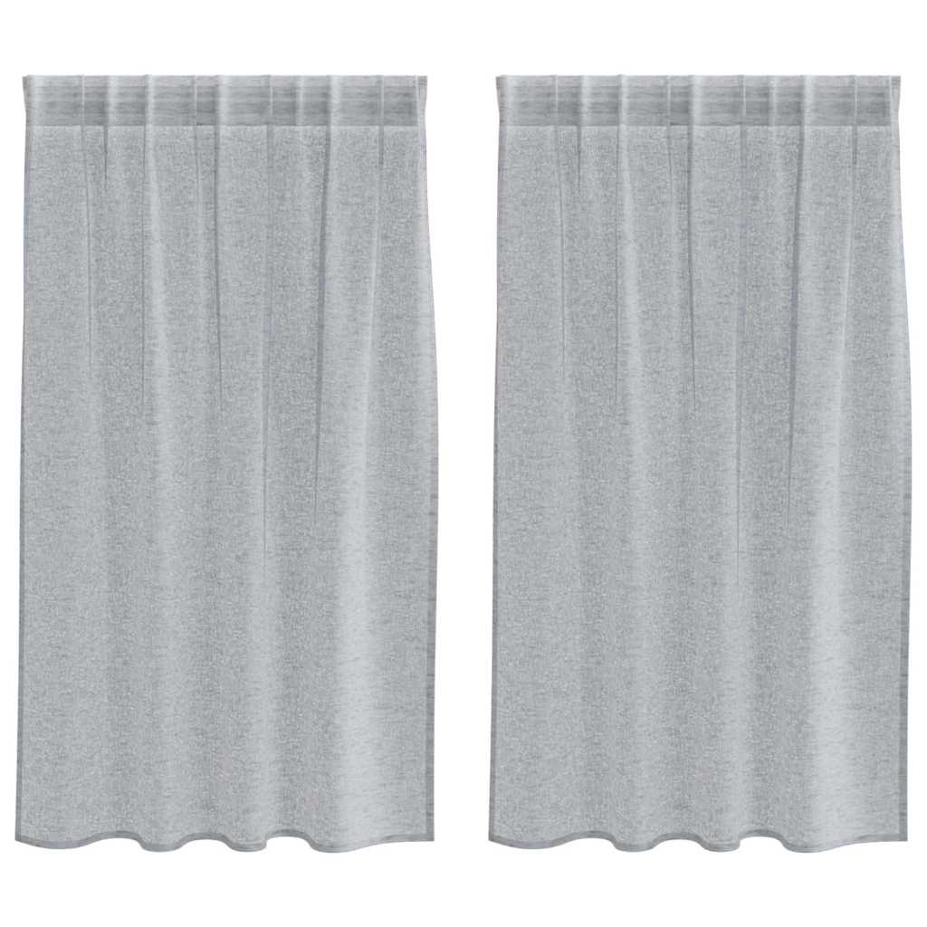 Voile Gordijn 2 st Donkergrijs 140 x 140 cm Polyester