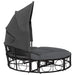 Loungebed met luifel en kussens poly rattan zwart