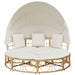 Loungebed voor buiten met luifel en kussens poly rattan