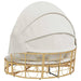 Loungebed voor buiten met luifel en kussens poly rattan