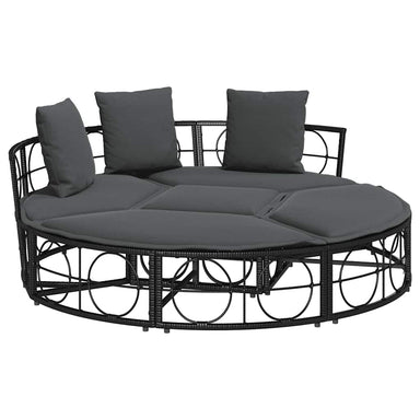 Loungebed voor buiten zonder luifel poly rattan zwart