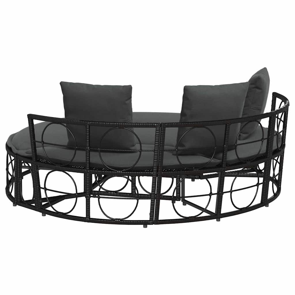 Loungebed voor buiten zonder luifel poly rattan zwart