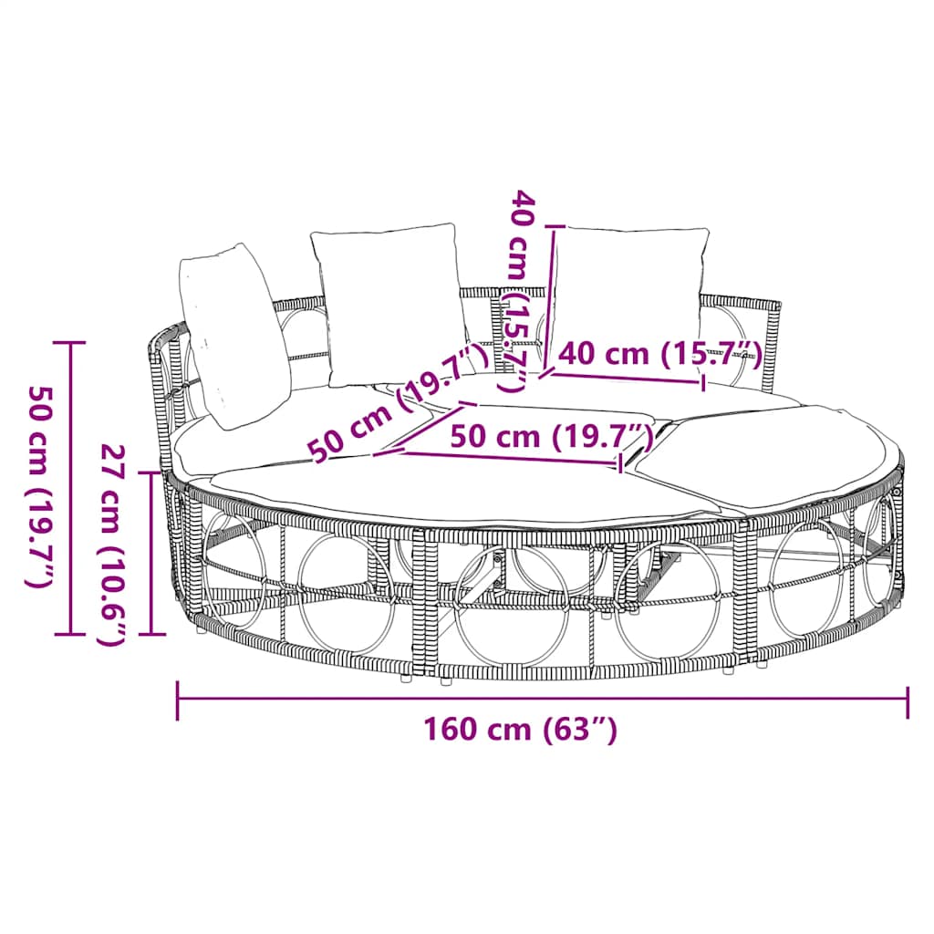Loungebed voor buiten zonder luifel poly rattan