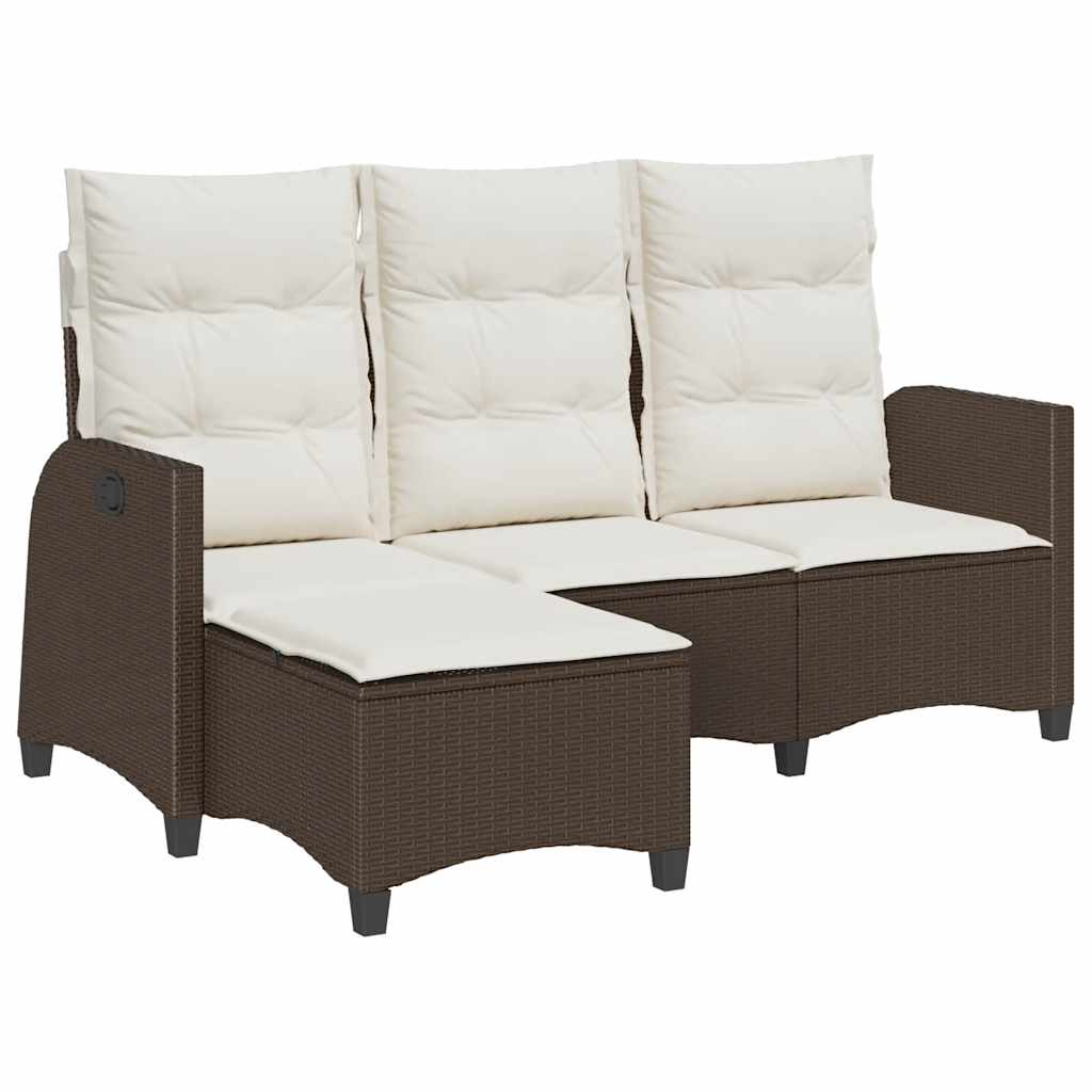 Verstelbare tuinbank met kussens L-vormig poly rattan bruin