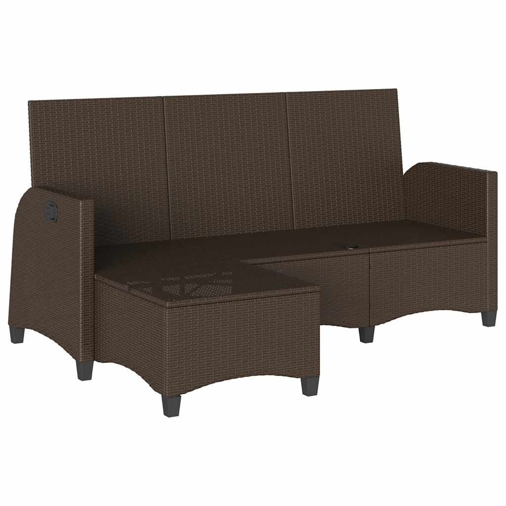 Verstelbare tuinbank met kussens L-vormig poly rattan bruin