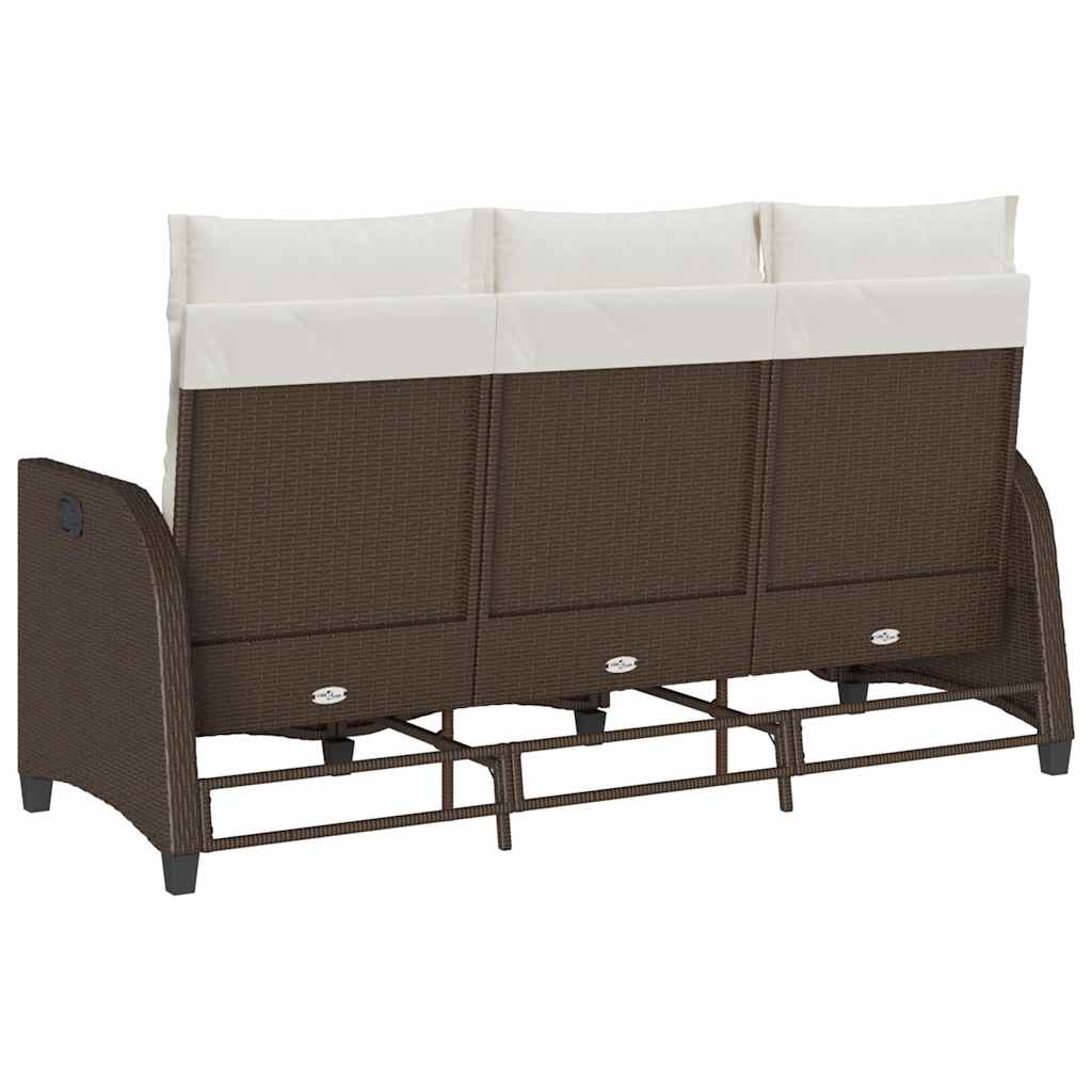 Verstelbare tuinbank met kussens L-vormig poly rattan bruin