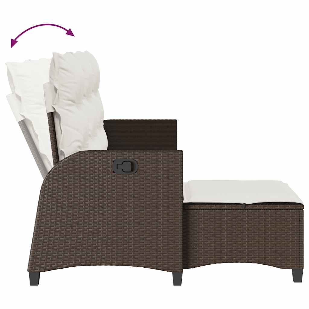 Verstelbare tuinbank met kussens L-vormig poly rattan bruin