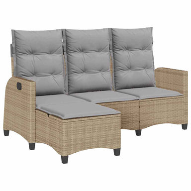 Verstelbare tuinbank met kussens L-vormig beige poly rattan