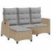 Verstelbare tuinbank met kussens L-vormig beige poly rattan