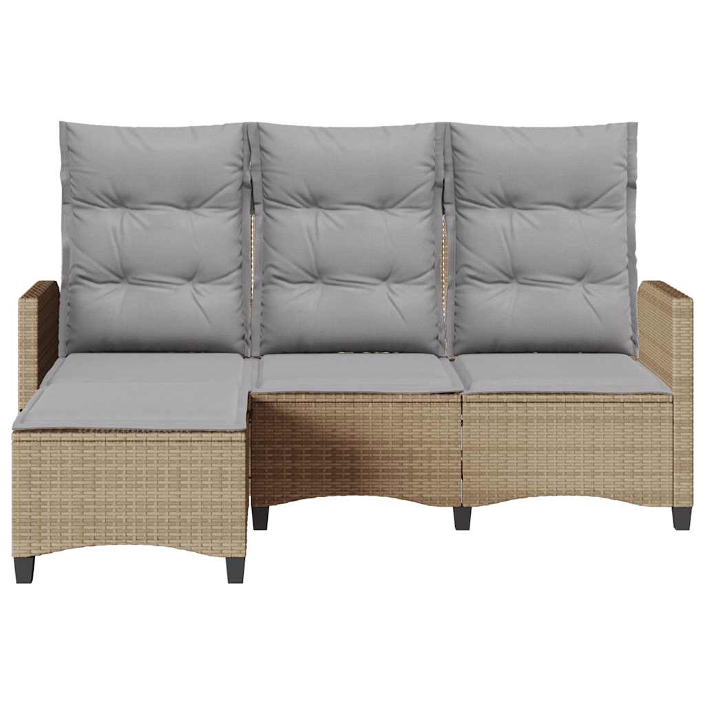 Verstelbare tuinbank met kussens L-vormig beige poly rattan