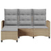 Verstelbare tuinbank met kussens L-vormig beige poly rattan