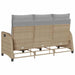 Verstelbare tuinbank met kussens L-vormig beige poly rattan