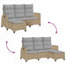 Verstelbare tuinbank met kussens L-vormig beige poly rattan