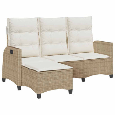Verstelbare tuinbank met kussens L-vormig beige poly rattan
