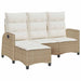Verstelbare tuinbank met kussens L-vormig beige poly rattan
