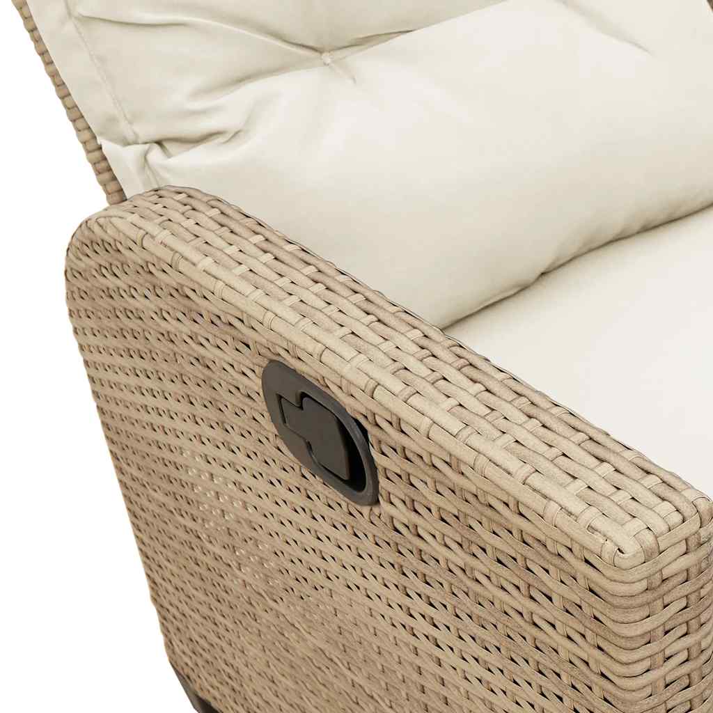 Verstelbare tuinbank met kussens L-vormig beige poly rattan