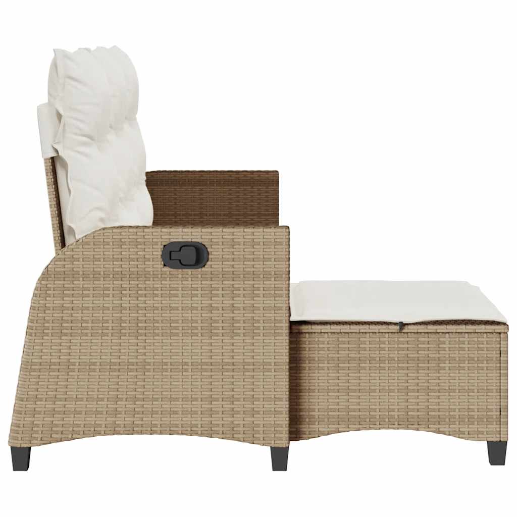 Verstelbare tuinbank met kussens L-vormig beige poly rattan