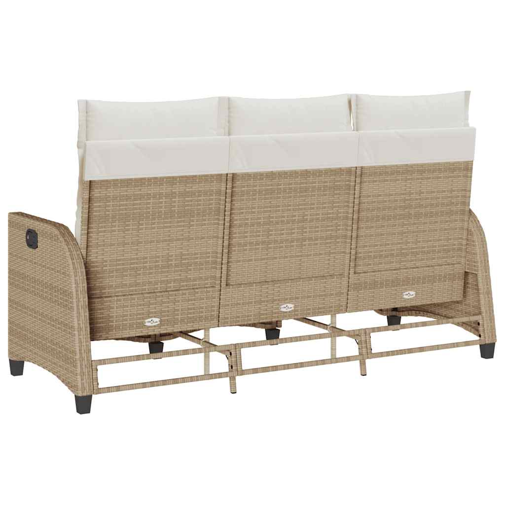 Verstelbare tuinbank met kussens L-vormig beige poly rattan